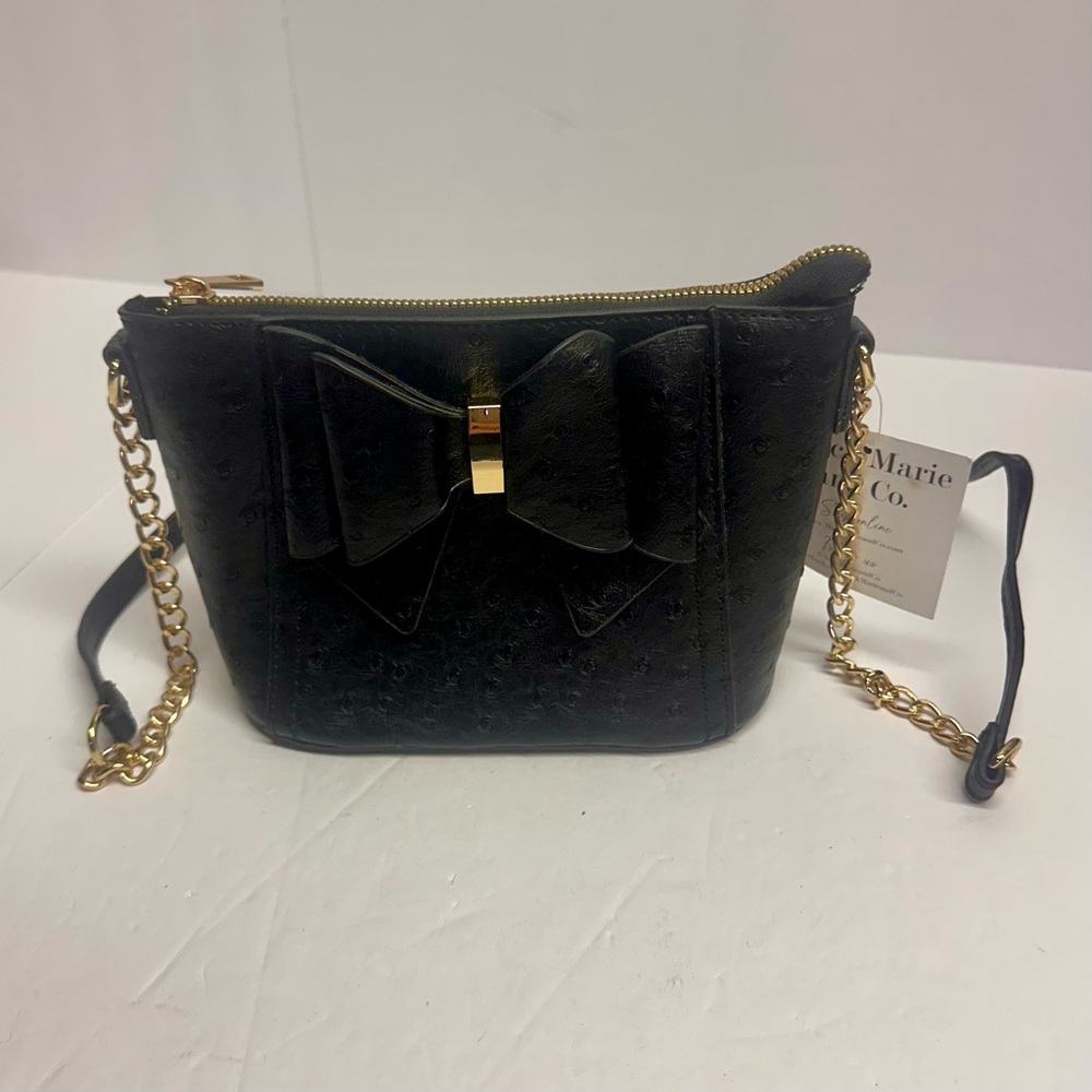 Crossi Black Bow‎ Accent Crossbody Bag